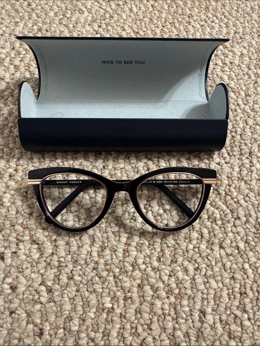 Warby Parker Women's Black Aurelia Frames with Gold Accents 50-21-140